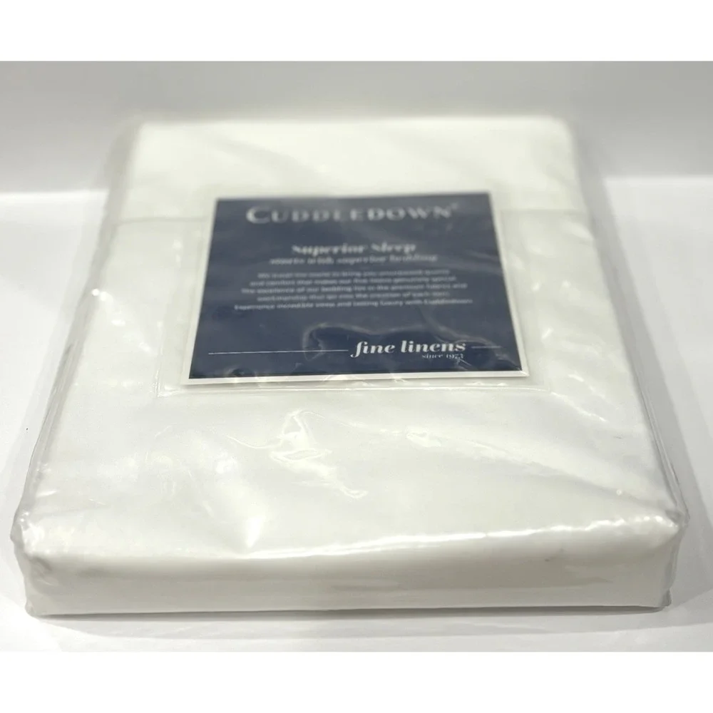 Cuddledown Queen Flat Sheet Ivory 400TC Wrinkle-Free Percale Cotton 94x105 New